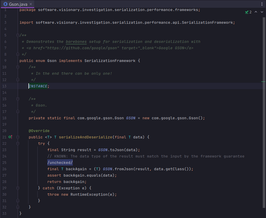 code for Gson implementation of SerializationFramework