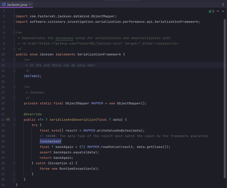 code for Jackson implementation of SerializationFramework