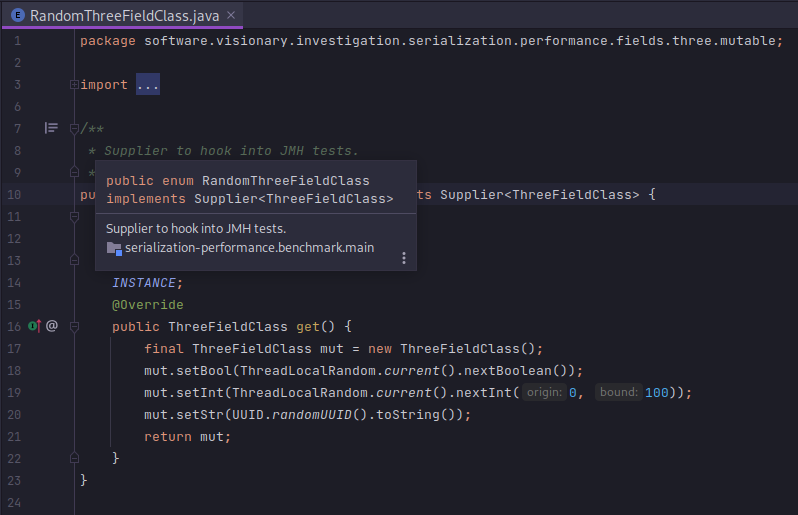 code for RandomThreeFieldClass.java